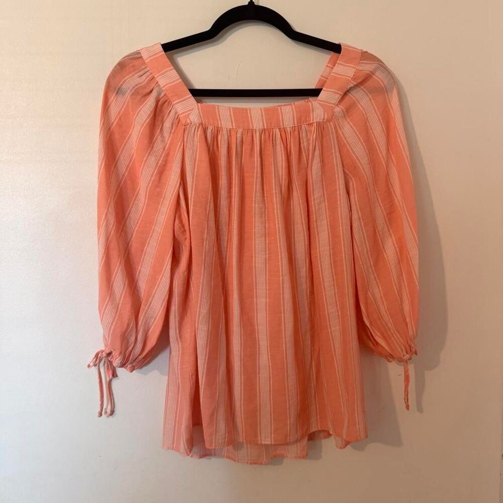 Lauren Conrad | Square Neck Striped Peasant Blouse | Boho Coastal